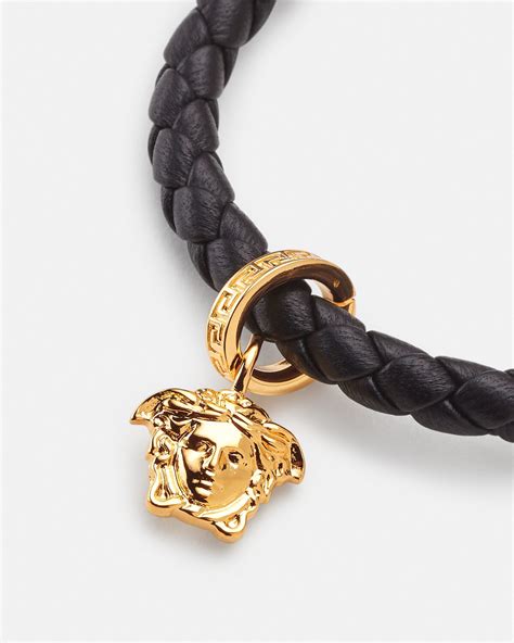 Versace braided leather charm bracelet